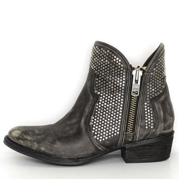 Corral Studded Leather Western Ankle Boots Size 11, Distressed Leather - Picture 4 of 11